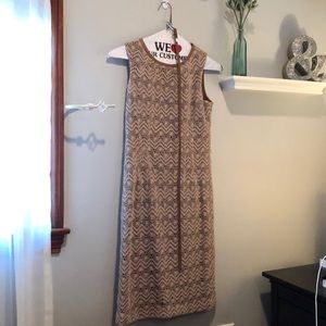 Ann Klein Dress with detailed tan overlay